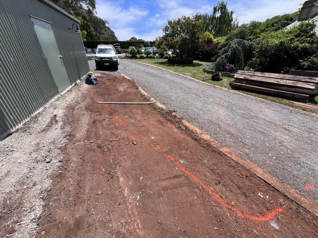 Garden area marked out before work began
